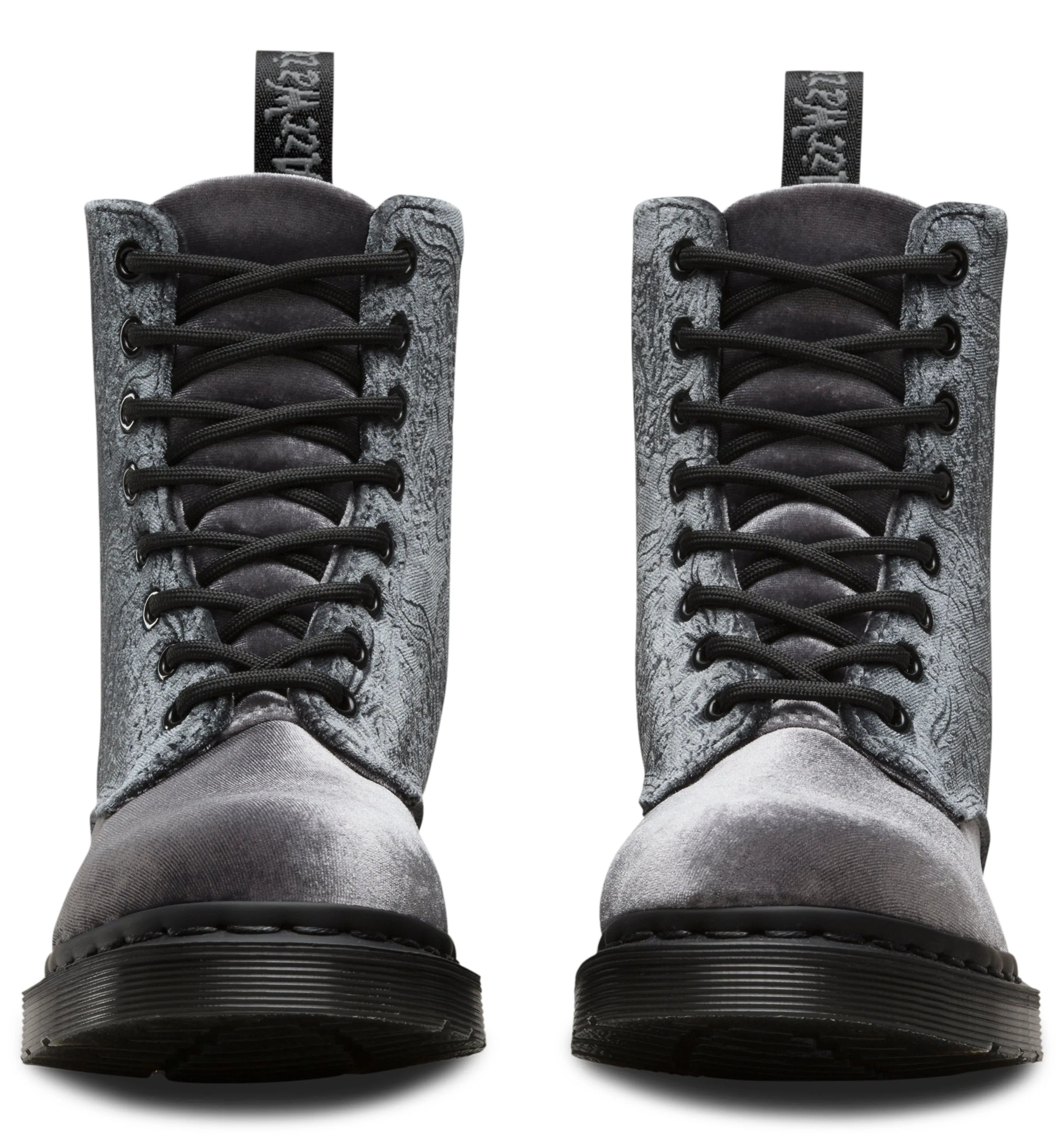 1460 Grey Brocade Velvet Emboss Lace Up Boot