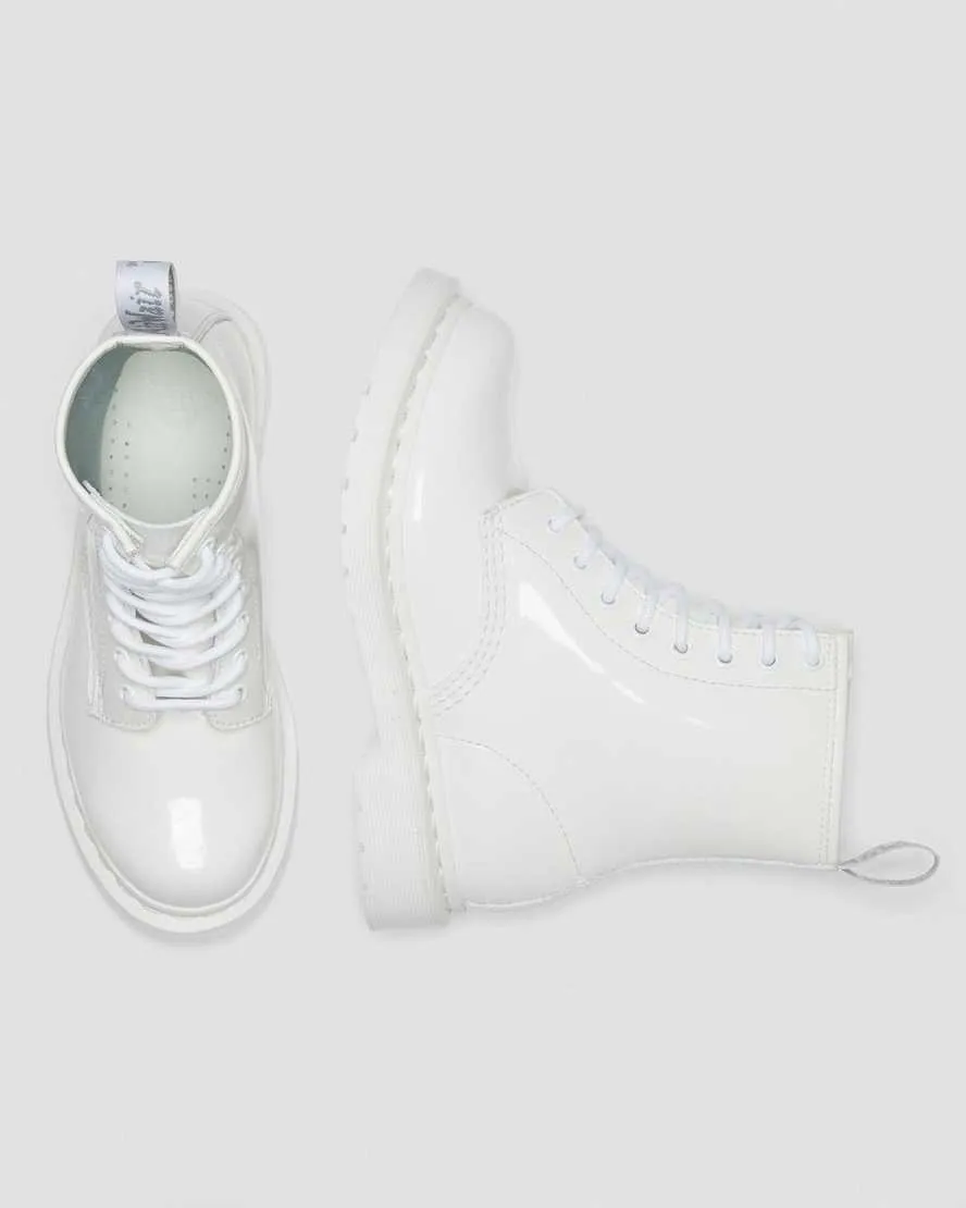 1460 Mono White Patent Leather Lace Up Boots