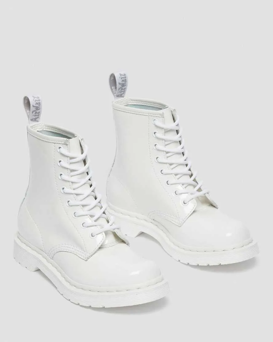 1460 Mono White Patent Leather Lace Up Boots