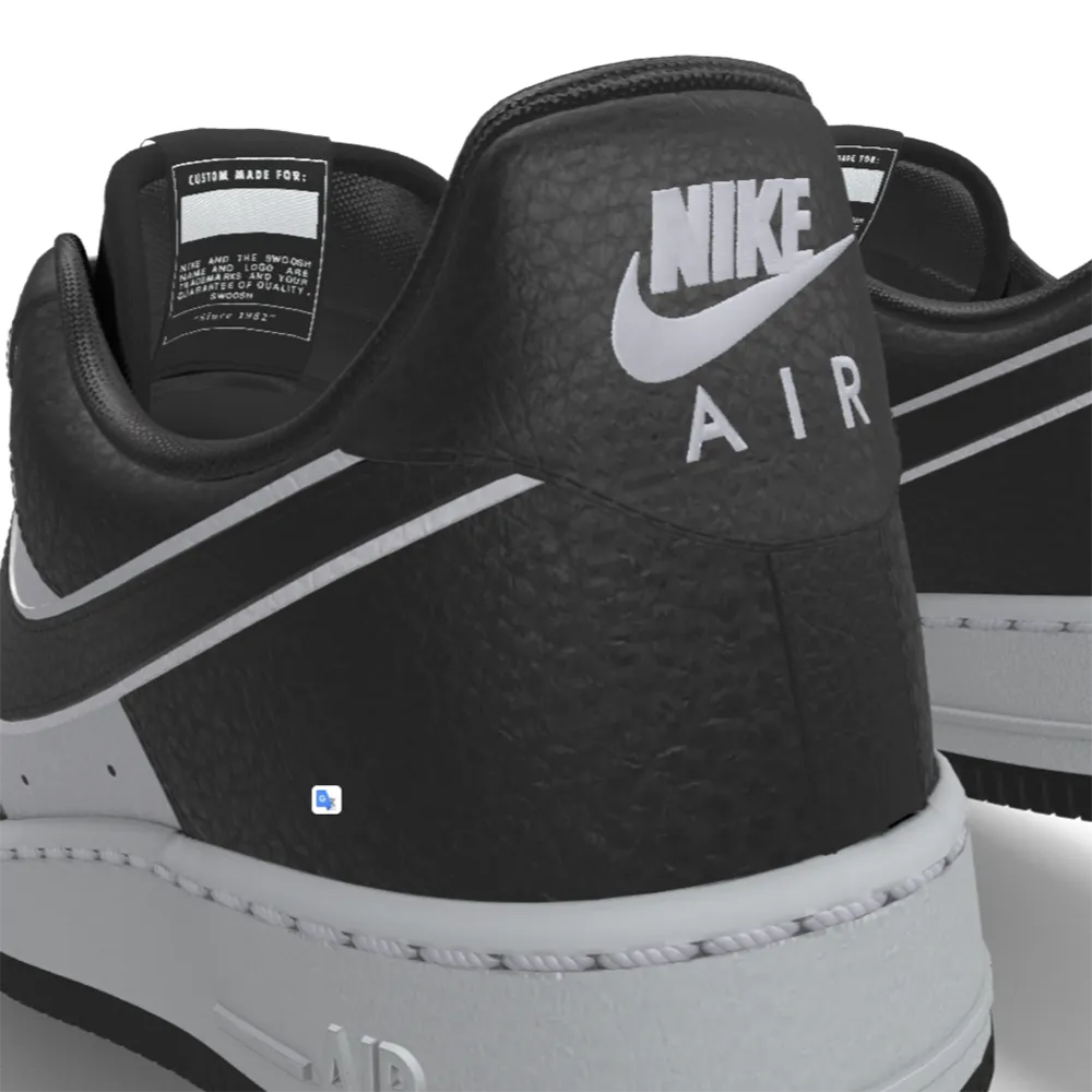 $195 NIB NEW Mens Nike Air Force 1 Low Silver & Black Custom Leather Athletic Shoes