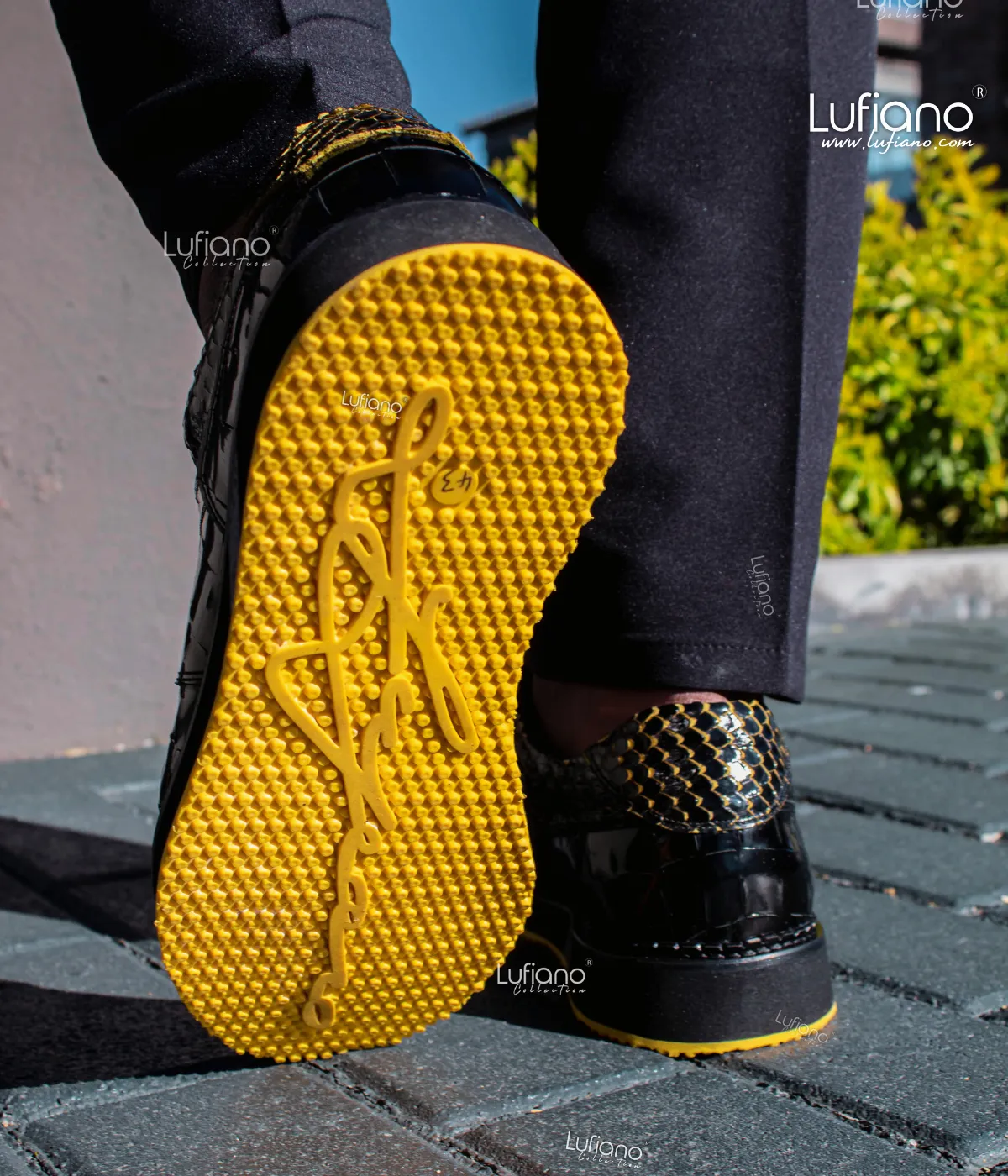 221 Lufiano Lace up : Black- Yellow