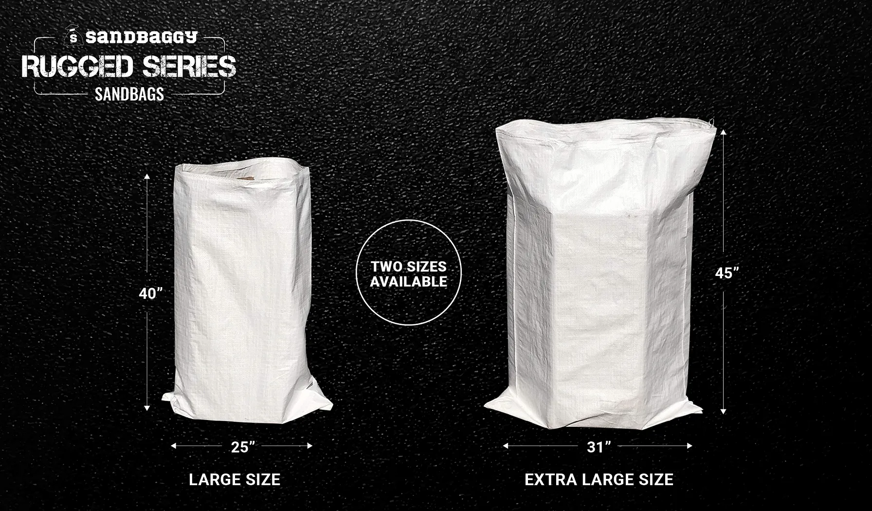 25" x 40" Large Sandbags (2X Thicker) - Empty, Reusable