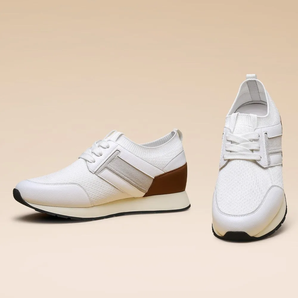 6 CM / 2.36 Inches CMR CHAMARIPA Elevator Sneakers - Men's White Leather Casual Shoes