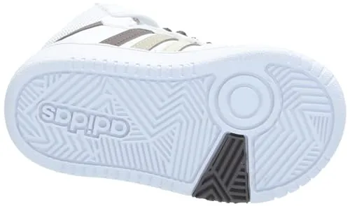 adidas Hoops 3.0 Mid Top Basketball Sneaker, White/Orbit Grey/Putty Grey, 12.5 US Unisex Little Kid