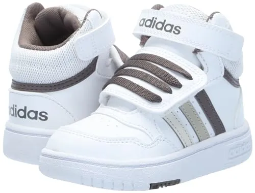 adidas Hoops 3.0 Mid Top Basketball Sneaker, White/Orbit Grey/Putty Grey, 12.5 US Unisex Little Kid