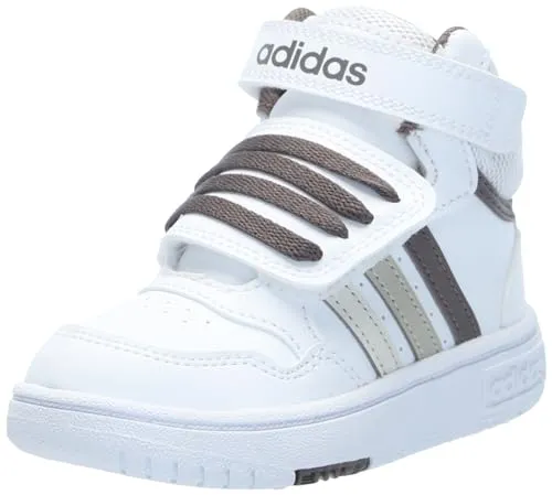 adidas Hoops 3.0 Mid Top Basketball Sneaker, White/Orbit Grey/Putty Grey, 12.5 US Unisex Little Kid