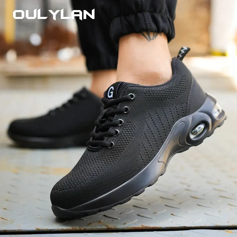 Air Cushion Safety Sneakers Men Sports Running, Anti Smash, Anti Puncture Safety Shoes