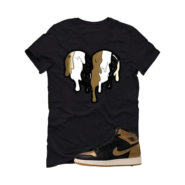 Air Jordan 1 High OG Metallic Gold Black T-Shirt (Heart)| illcurrency