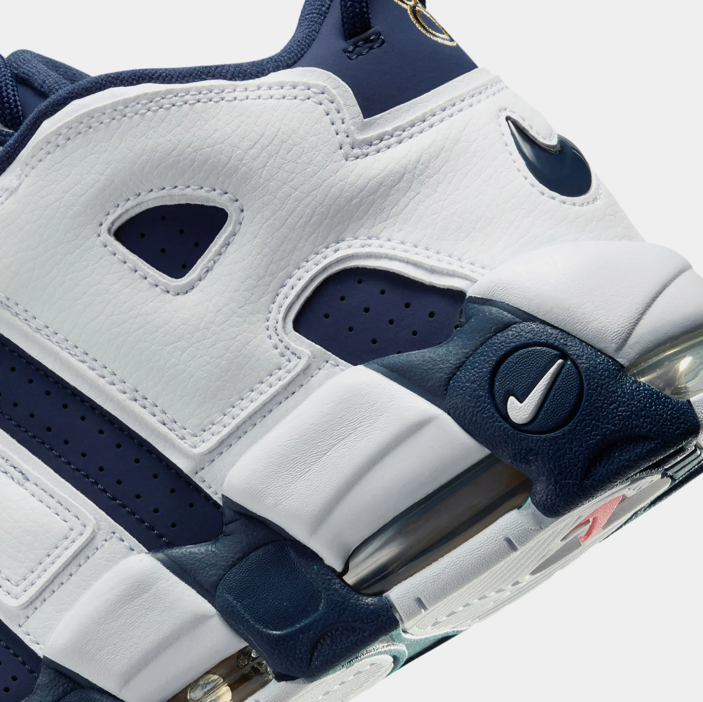 Air More Uptempo '96 Mens Basketball Shoes (White/Midnight Navy/Metallic Gold)