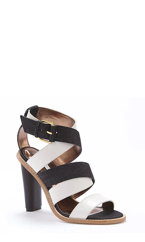 Alisa Canvas and Leather Strappy Heel