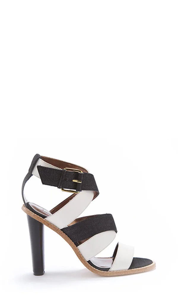 Alisa Canvas and Leather Strappy Heel