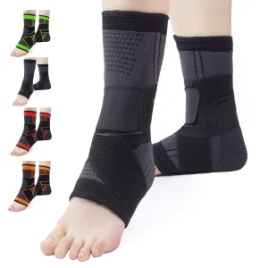 Ankle Support Set of 2 Compression Brace Support Adjustable Sleeve for Injury Recovery, Joint Pain, Arch Brace Support & Foot Stabilizer, Ankle Wrap Protect Against Ankle Sprains or Swelling Large (1 Pair) Black