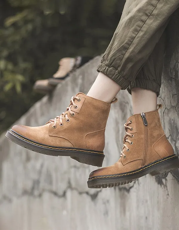 Autumn Winter Retro Leather Lace-Up Martin Boots