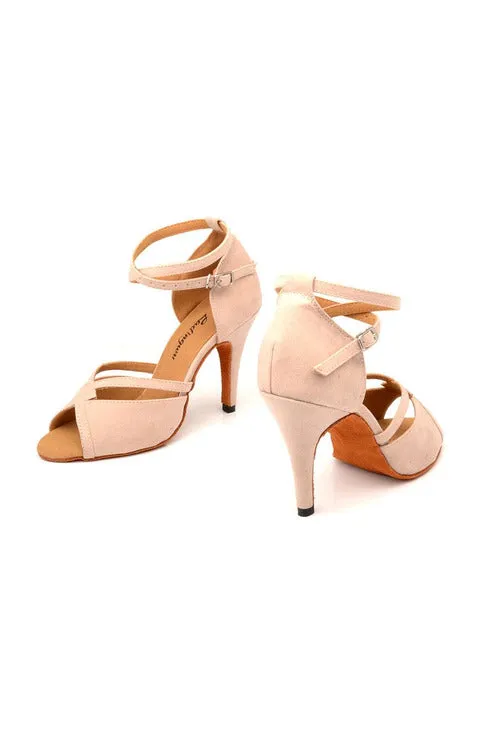 Beige Suede Salsa Dance Shoes