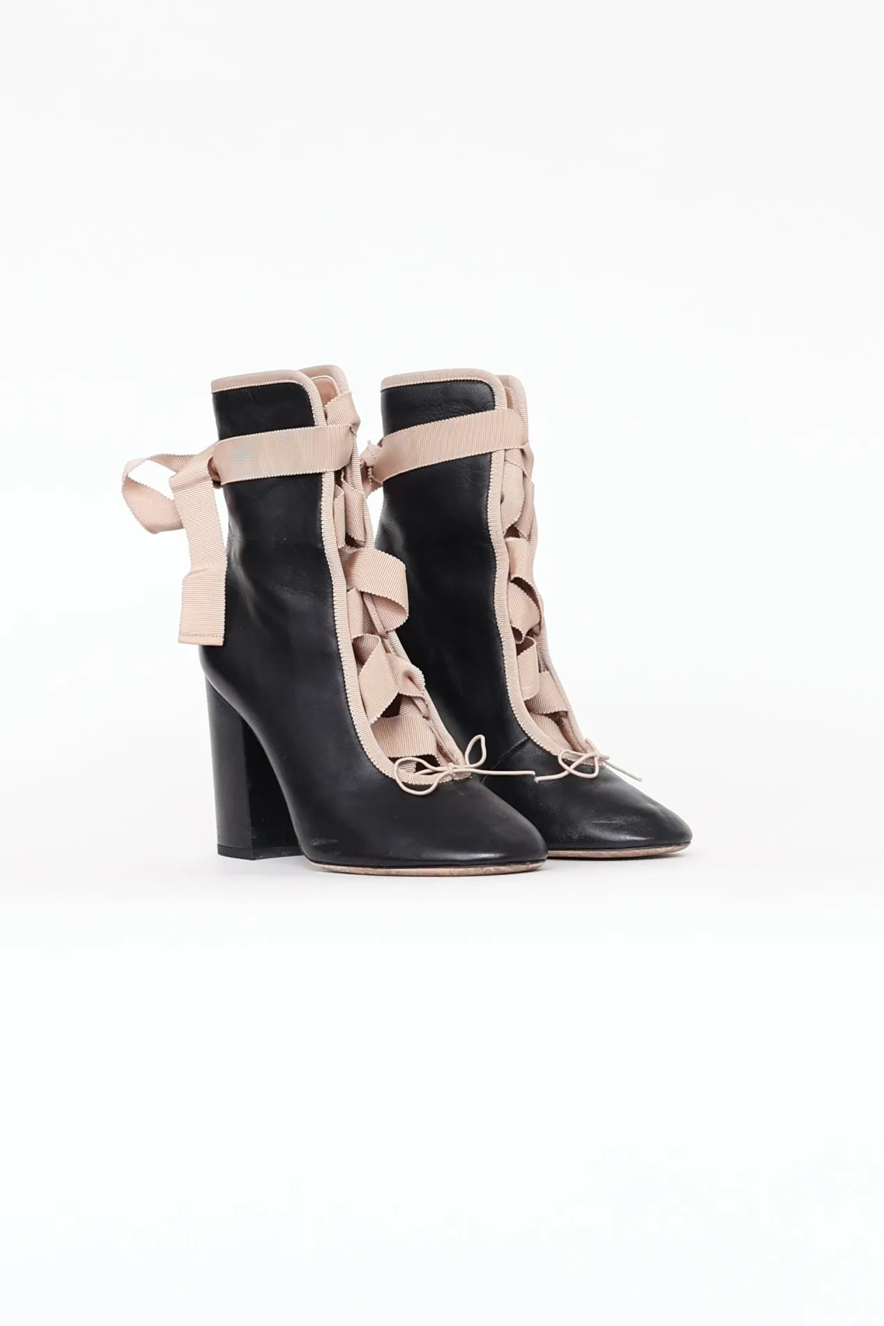 Black Lace Up Ballerina Boot