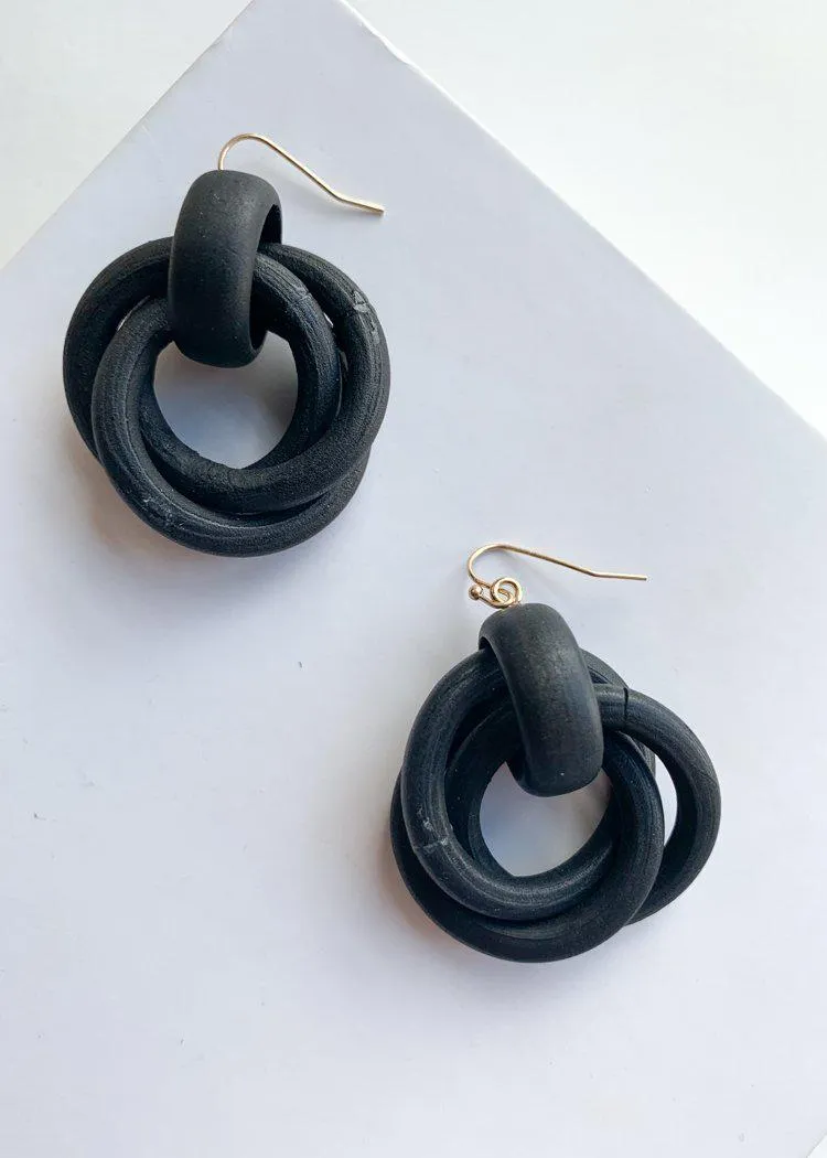 Camps Bay Black Wooden Circular Drop Hoops