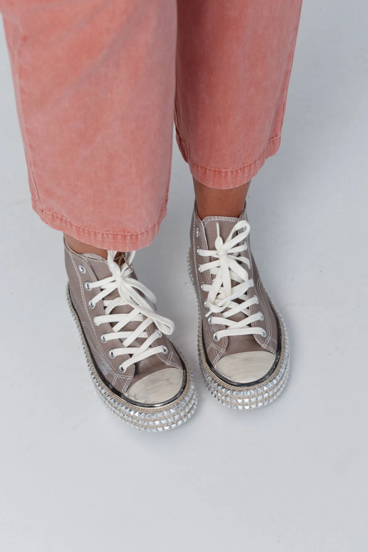 Chantel Studded High Top Sneaker - Mocha