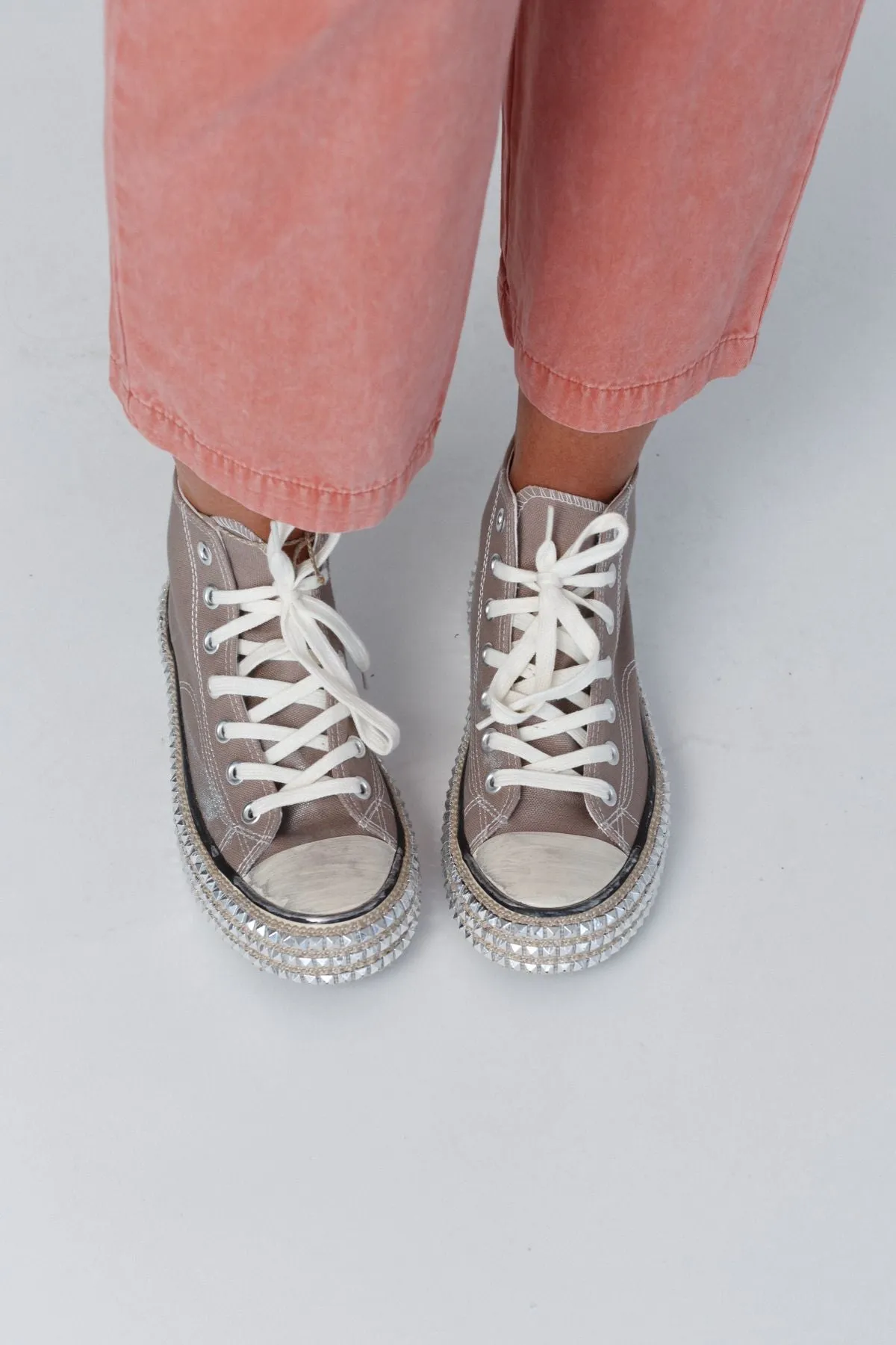 Chantel Studded High Top Sneaker - Mocha