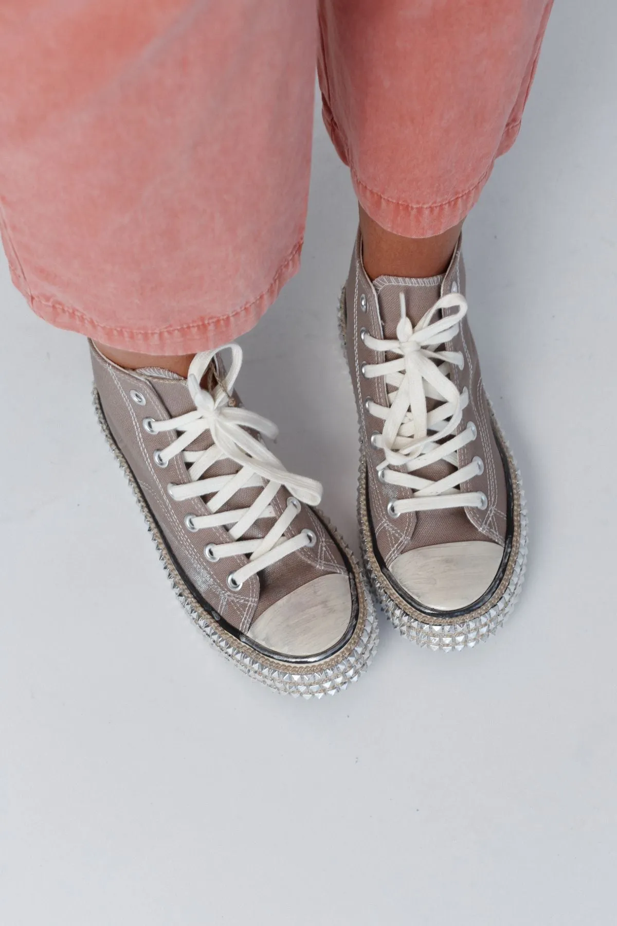 Chantel Studded High Top Sneaker - Mocha