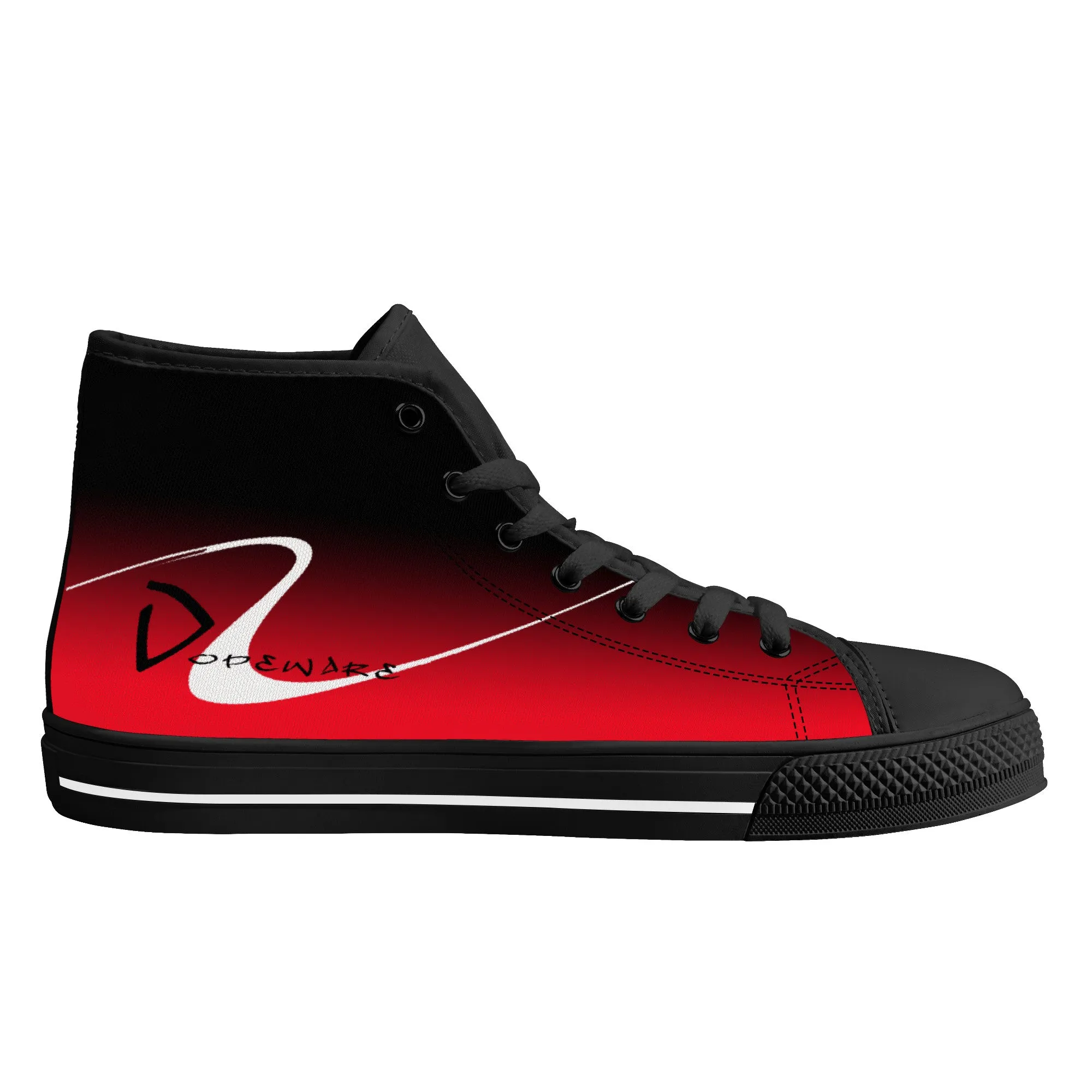 D25 High-Top Canvas Shoes - Black and Red