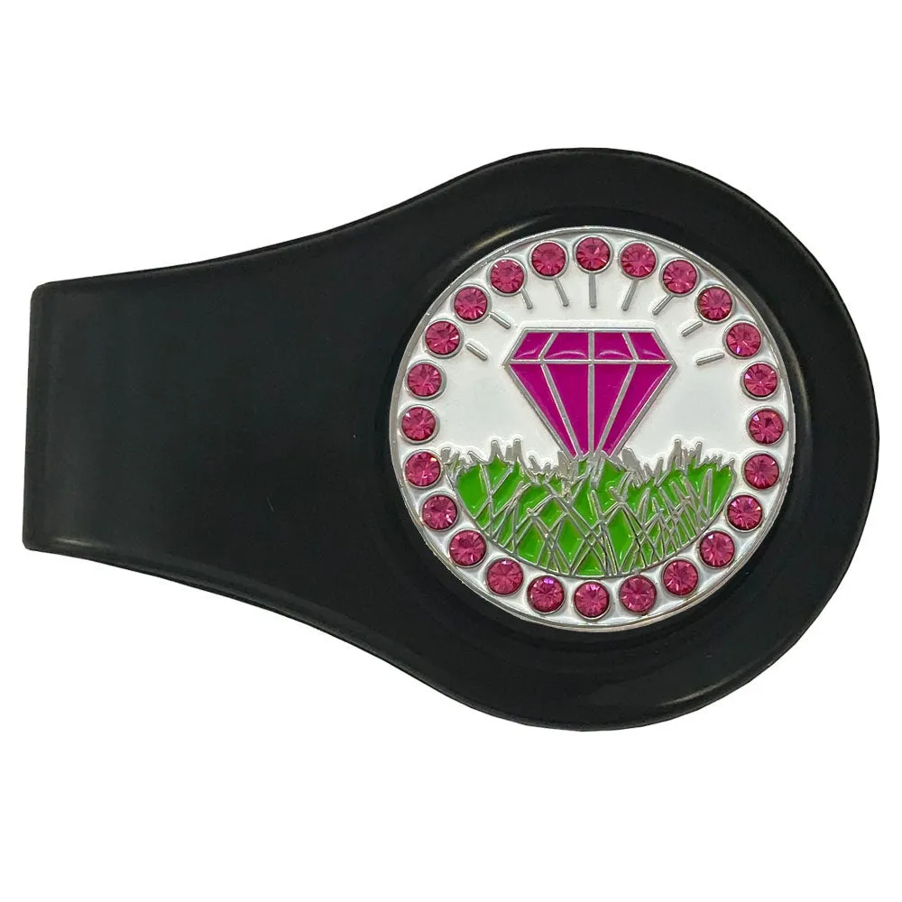 Diamond In The Rough (Pink) Golf Ball Marker With Colored Clip