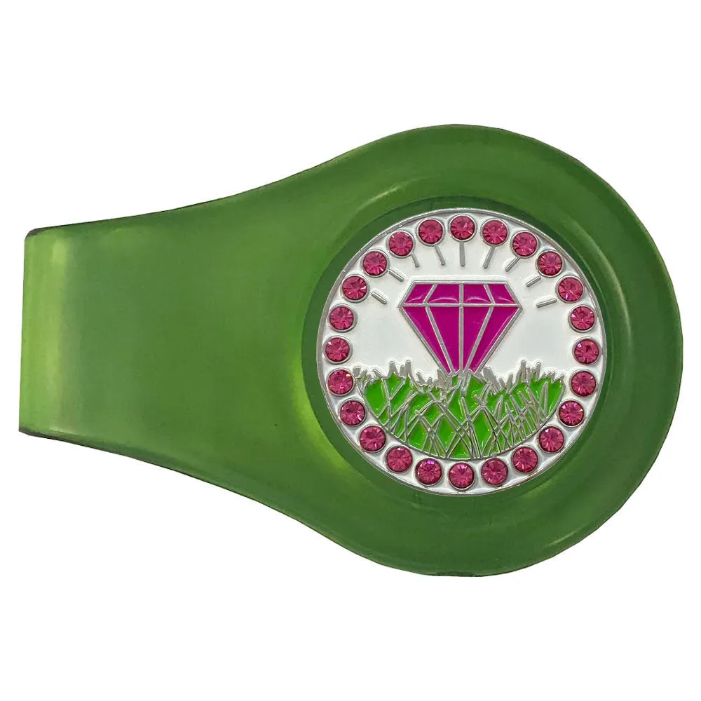 Diamond In The Rough (Pink) Golf Ball Marker With Colored Clip