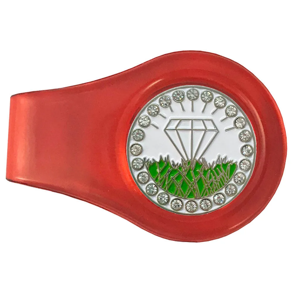 Diamond In The Rough (White) Golf Ball Marker Colored Clip