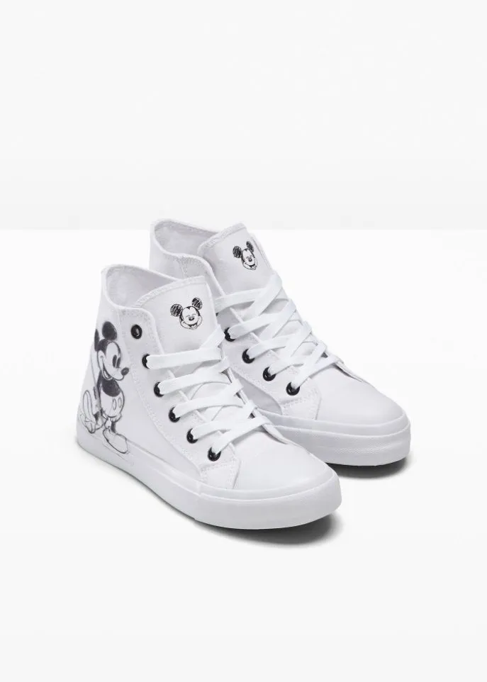 Disney high top sneakers with Disney Mickey Mouse, white