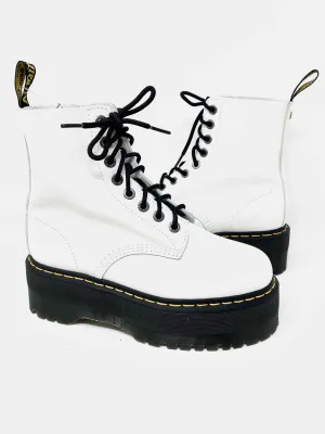 Dr. Martens 1460 Pascal Max Women's White Platform Leather LACE UP Size 9 Boots