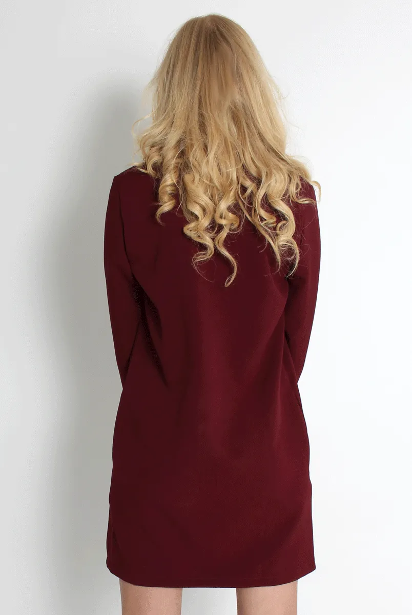 Elle Wine Lace Up Dress