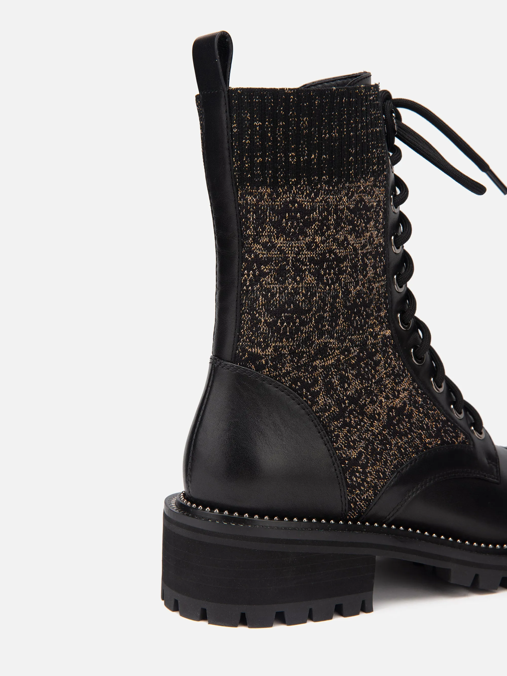 EP YAYING Knit Lace Up Ankle Boots