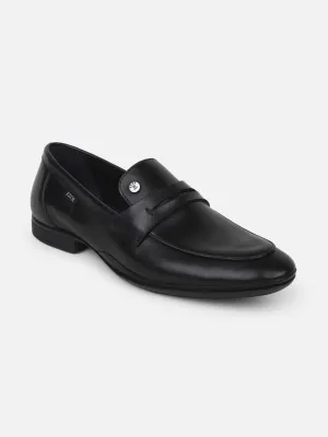 Ezok Men Black Leather Loafer Mocassins