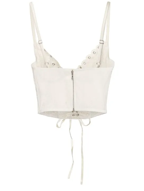 Fleur Du Mal   Grommet embroidered lace-up bustier 