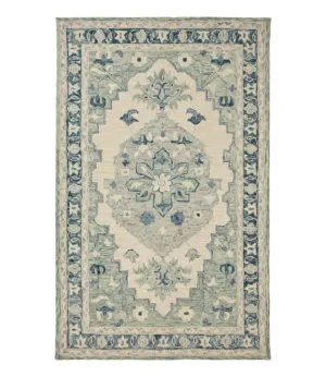 Floral Border Wool Tufted Rug