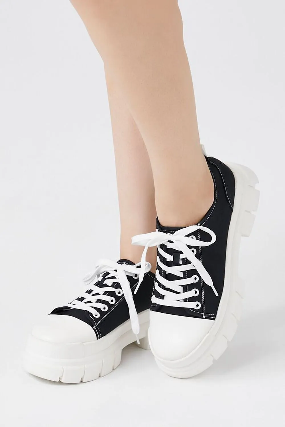 Forever 21 Lace-Up Lug Sneakers, Black