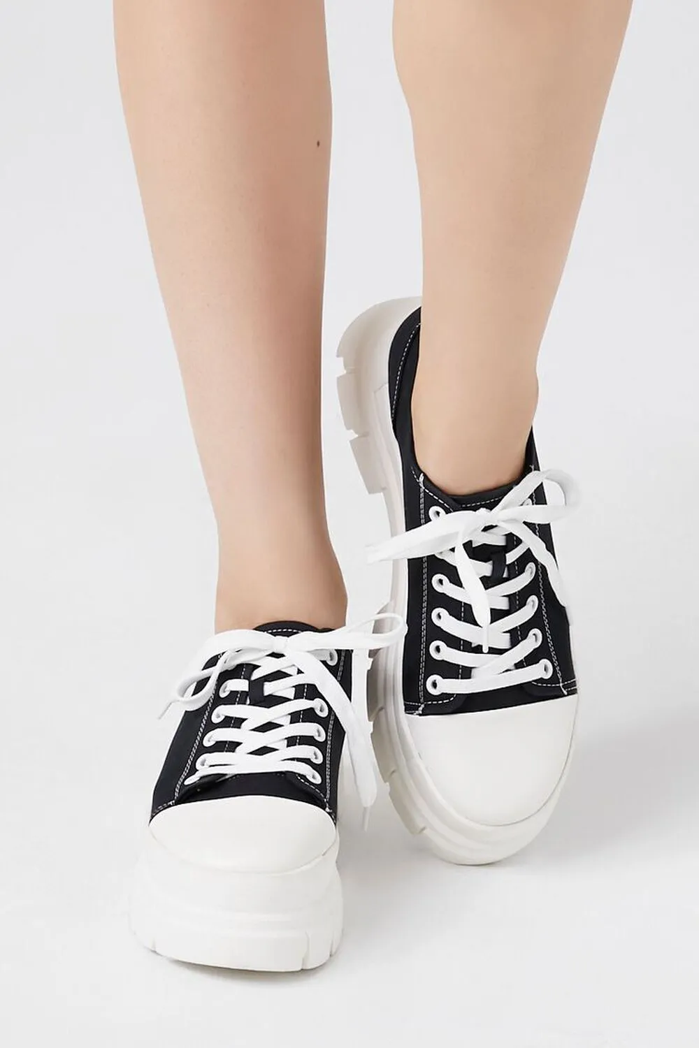 Forever 21 Lace-Up Lug Sneakers, Black