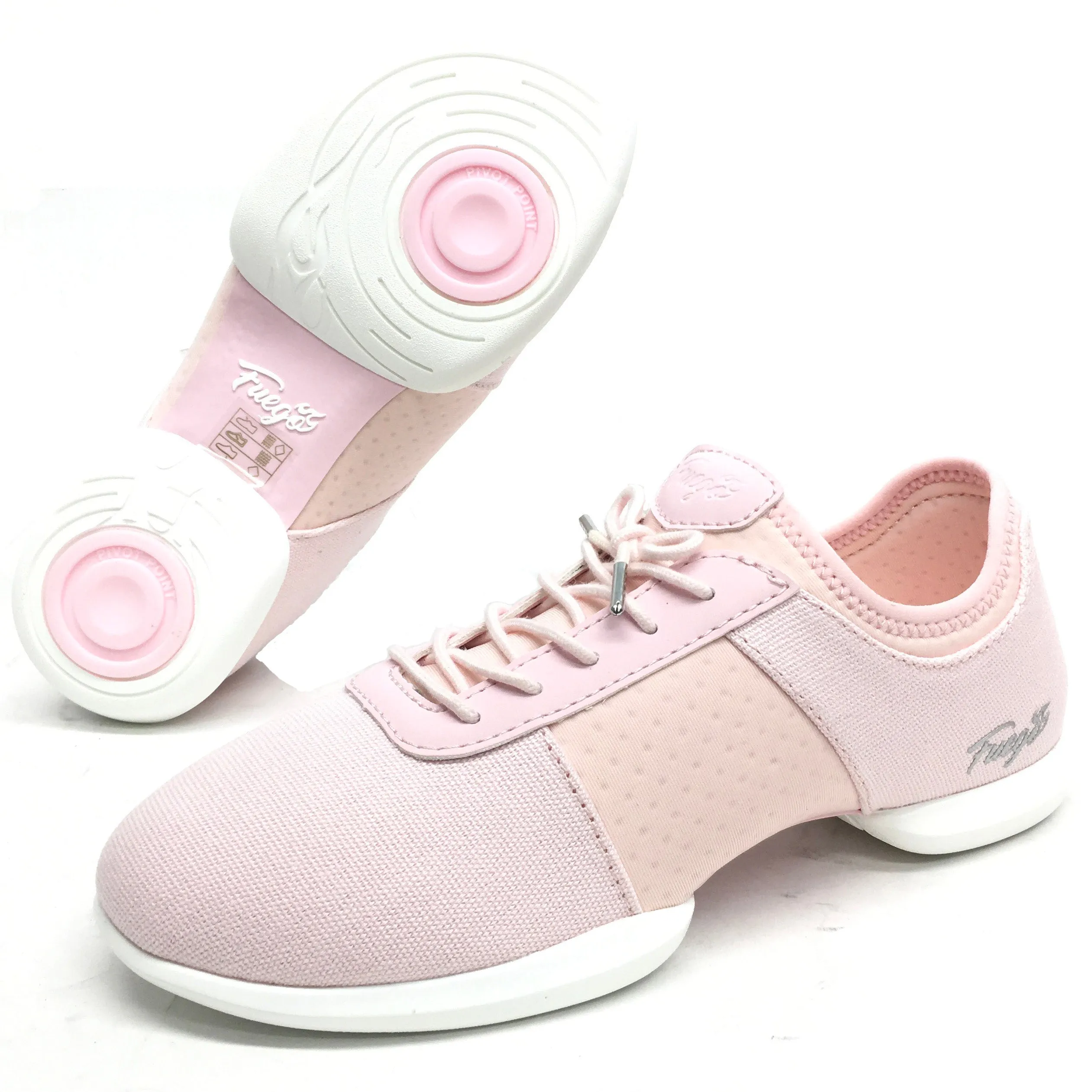 Fuego: Split Sole Dance Sneaker | Pink Fabric & Neoprene | MED | Flat Split Rubber Sole | VEGAN