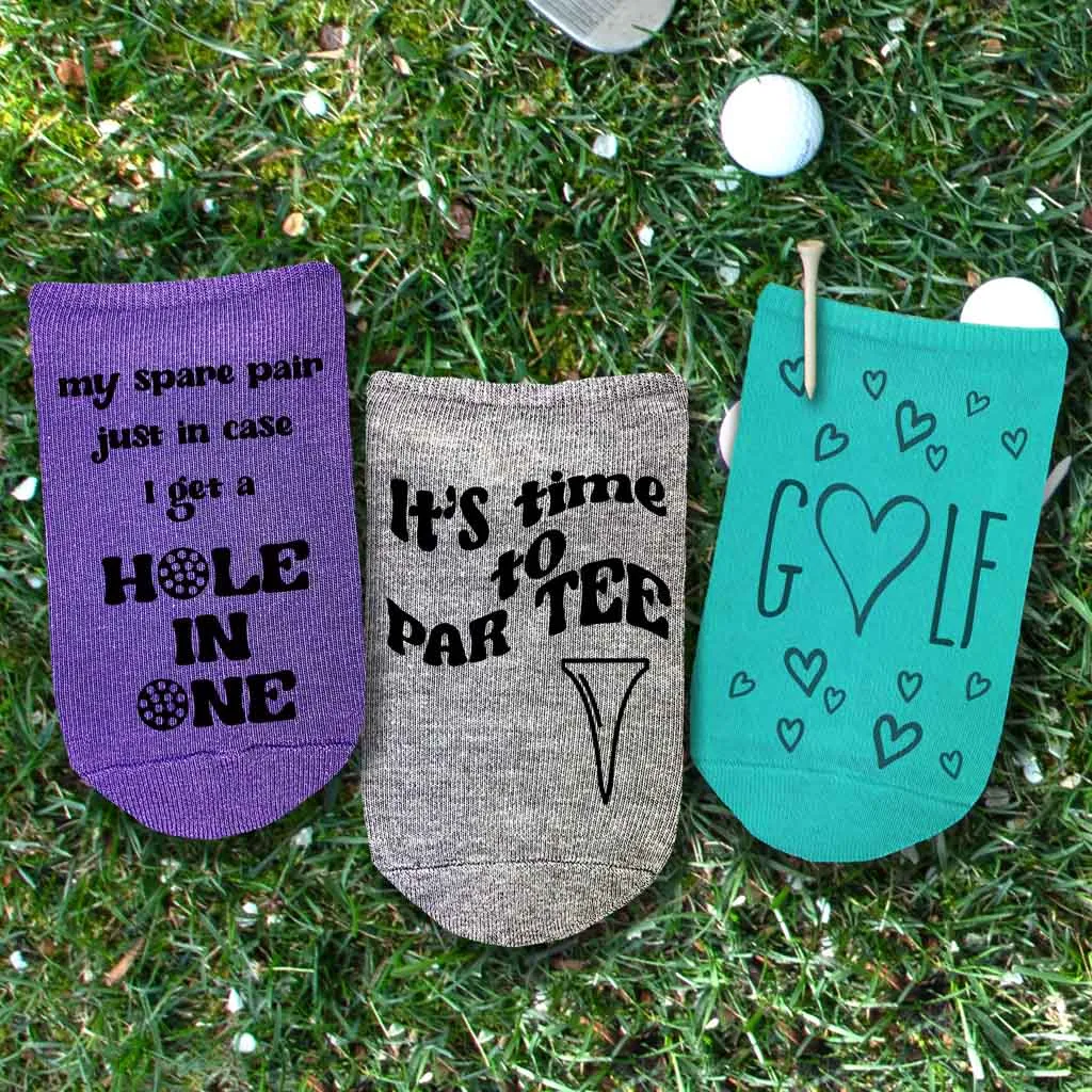 Funny Golf Socks for Women – 3-Pair Pack | Unique Golf Gifts for Her