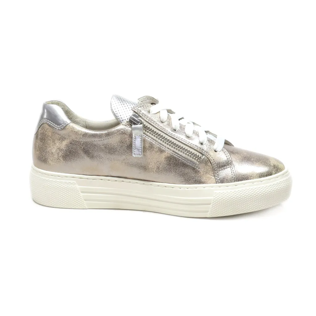 Gabor Low-Top Sneakers Leather Gold Colour For Women