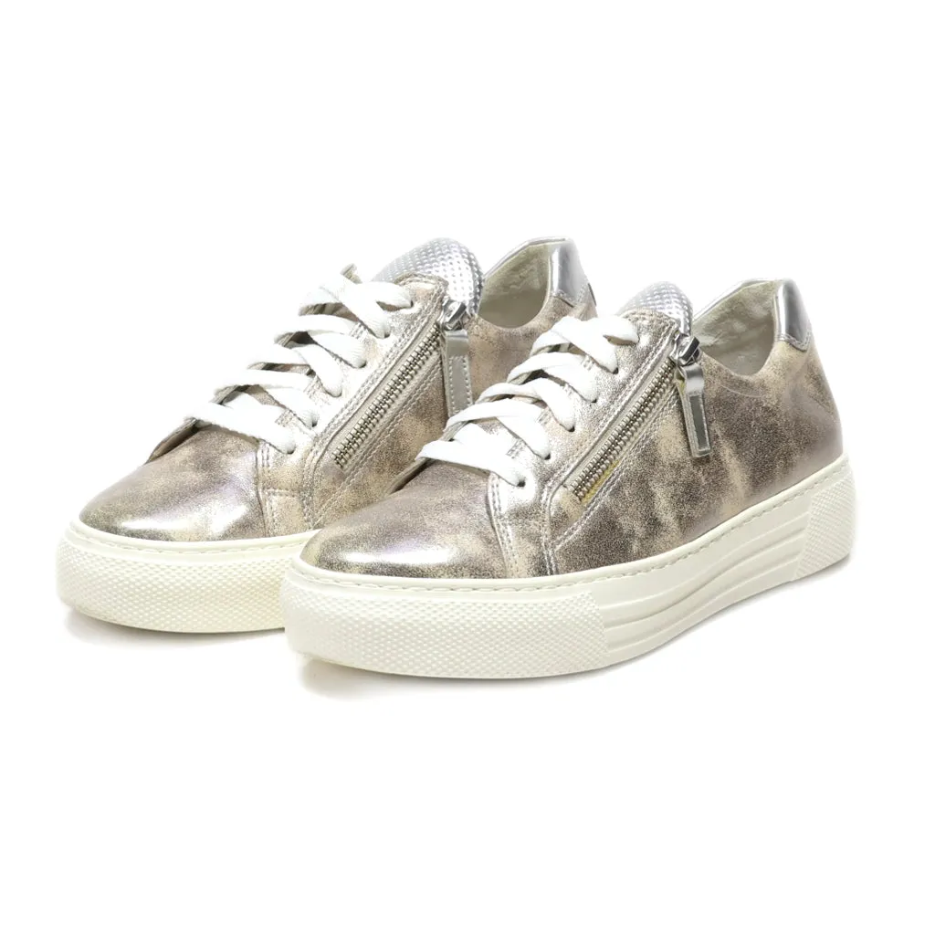 Gabor Low-Top Sneakers Leather Gold Colour For Women