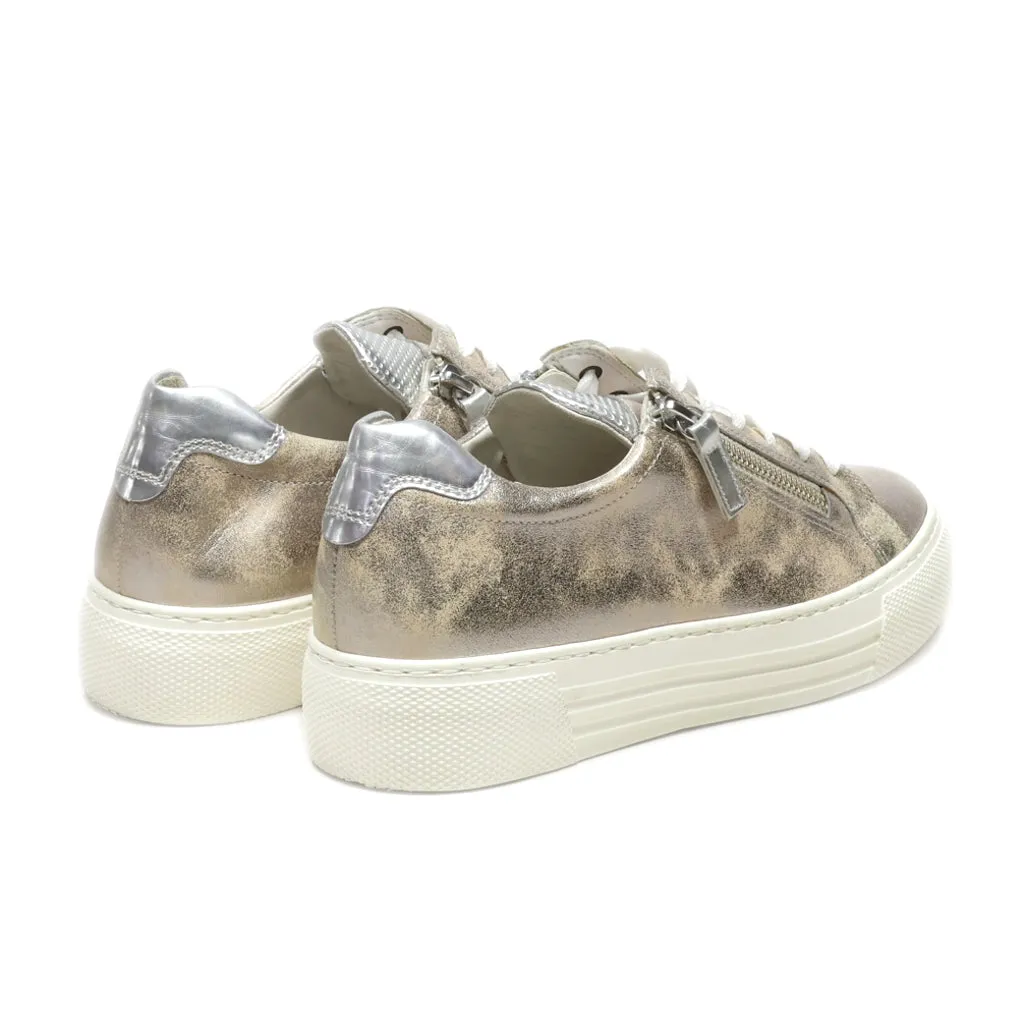 Gabor Low-Top Sneakers Leather Gold Colour For Women