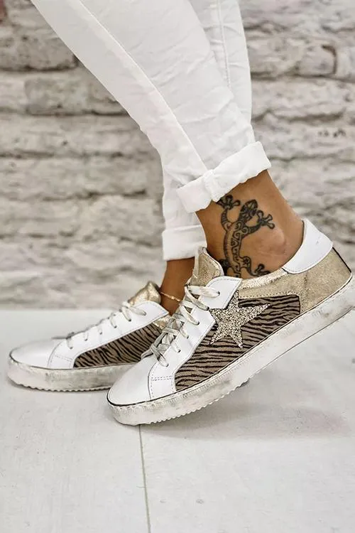 Glitter Star Lace Up Sneakers