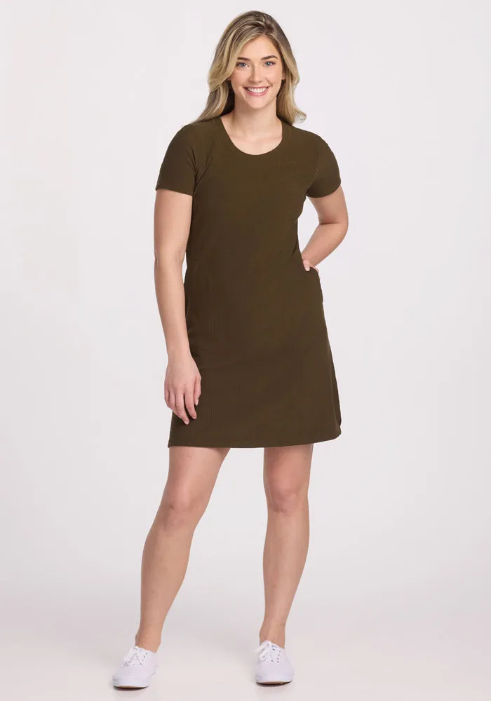 Harlowe Ribbed Dress - Olive Leaf