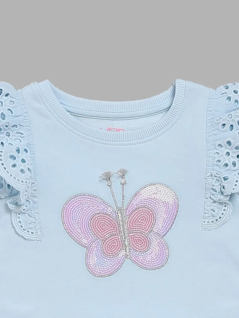 HOP Baby Blue Butterfly Top