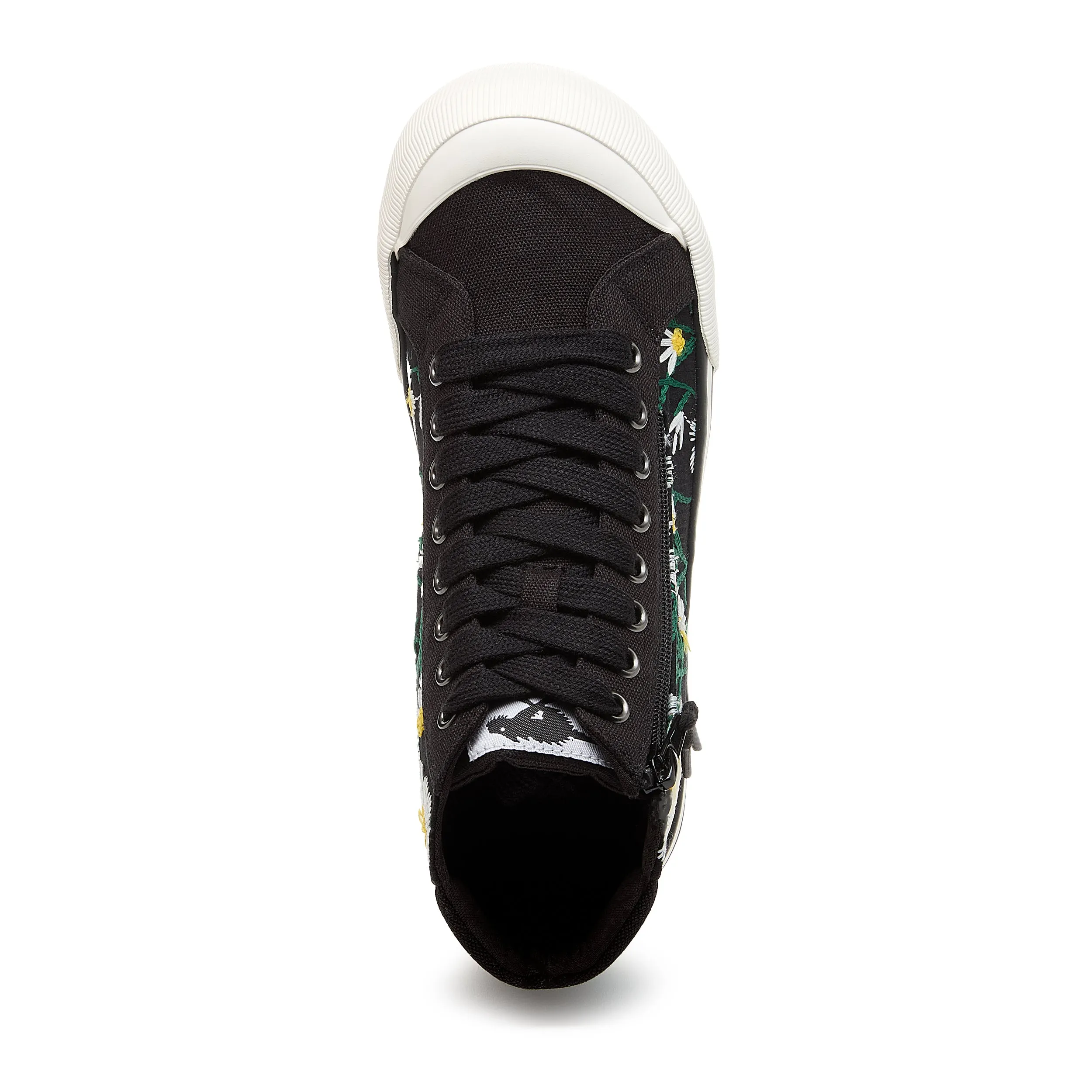 Jazzin Embroidered Floral Black High Top Sneaker