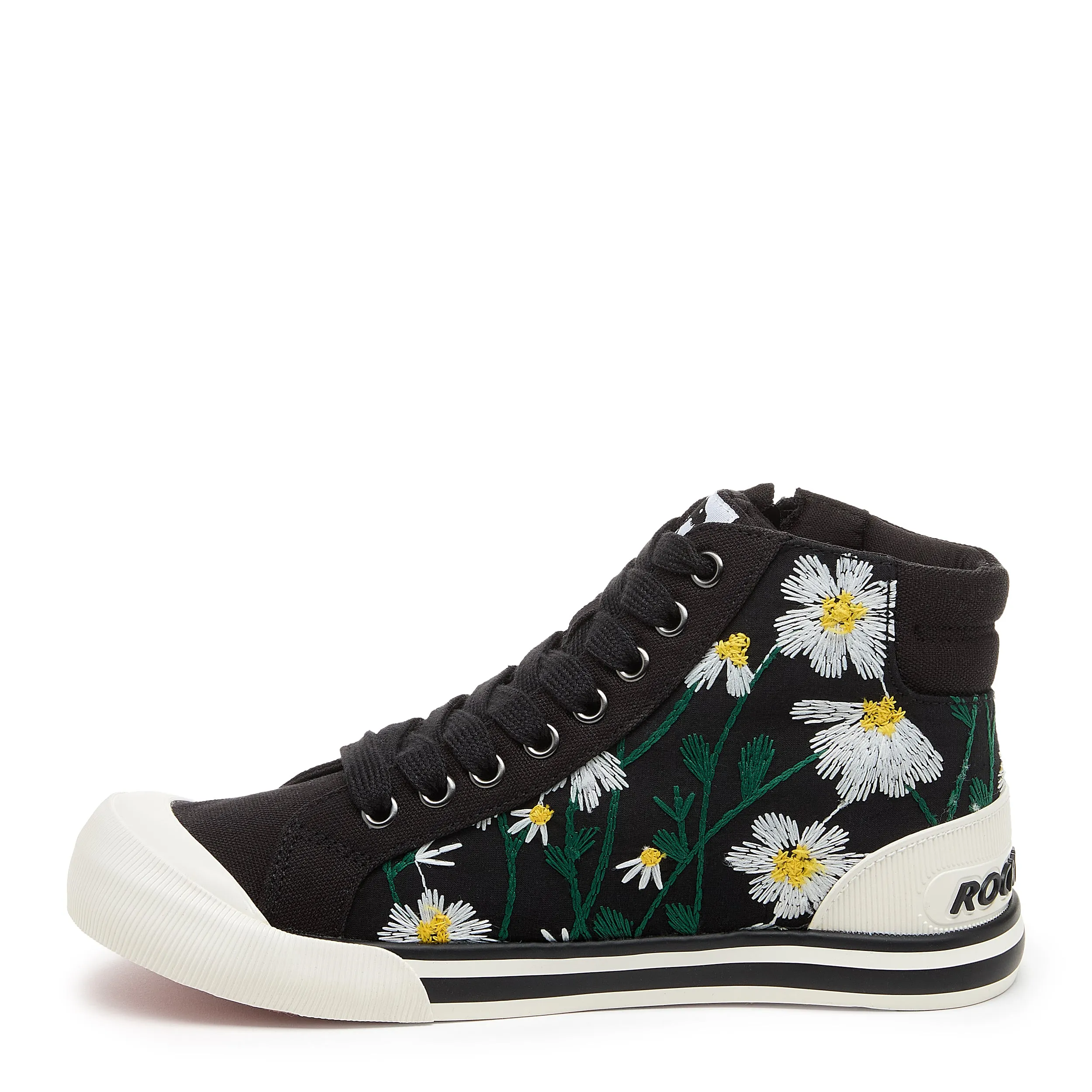 Jazzin Embroidered Floral Black High Top Sneaker