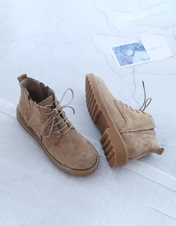 Lace-up Suede Martin Boots for Women