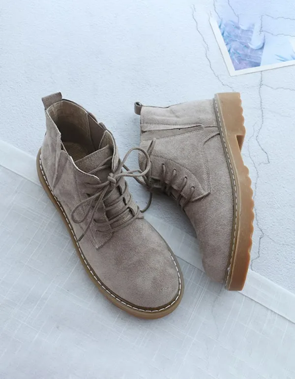 Lace-up Suede Martin Boots for Women