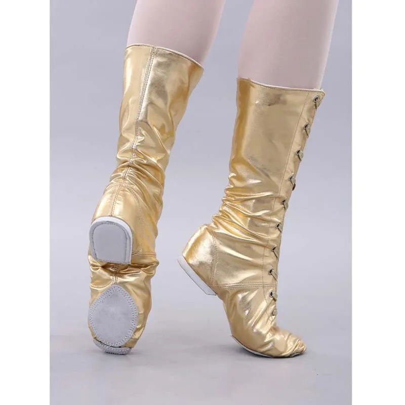 Leatherette Gold Flats Jazz Teaching & Practice Shoes