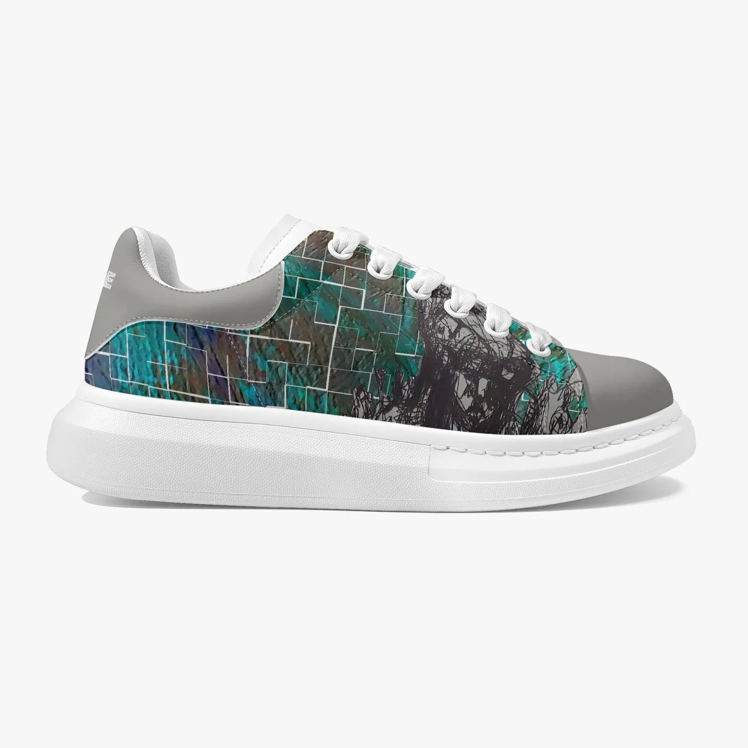 Lifestyle Low-Top Leather Sneakers Green tiled